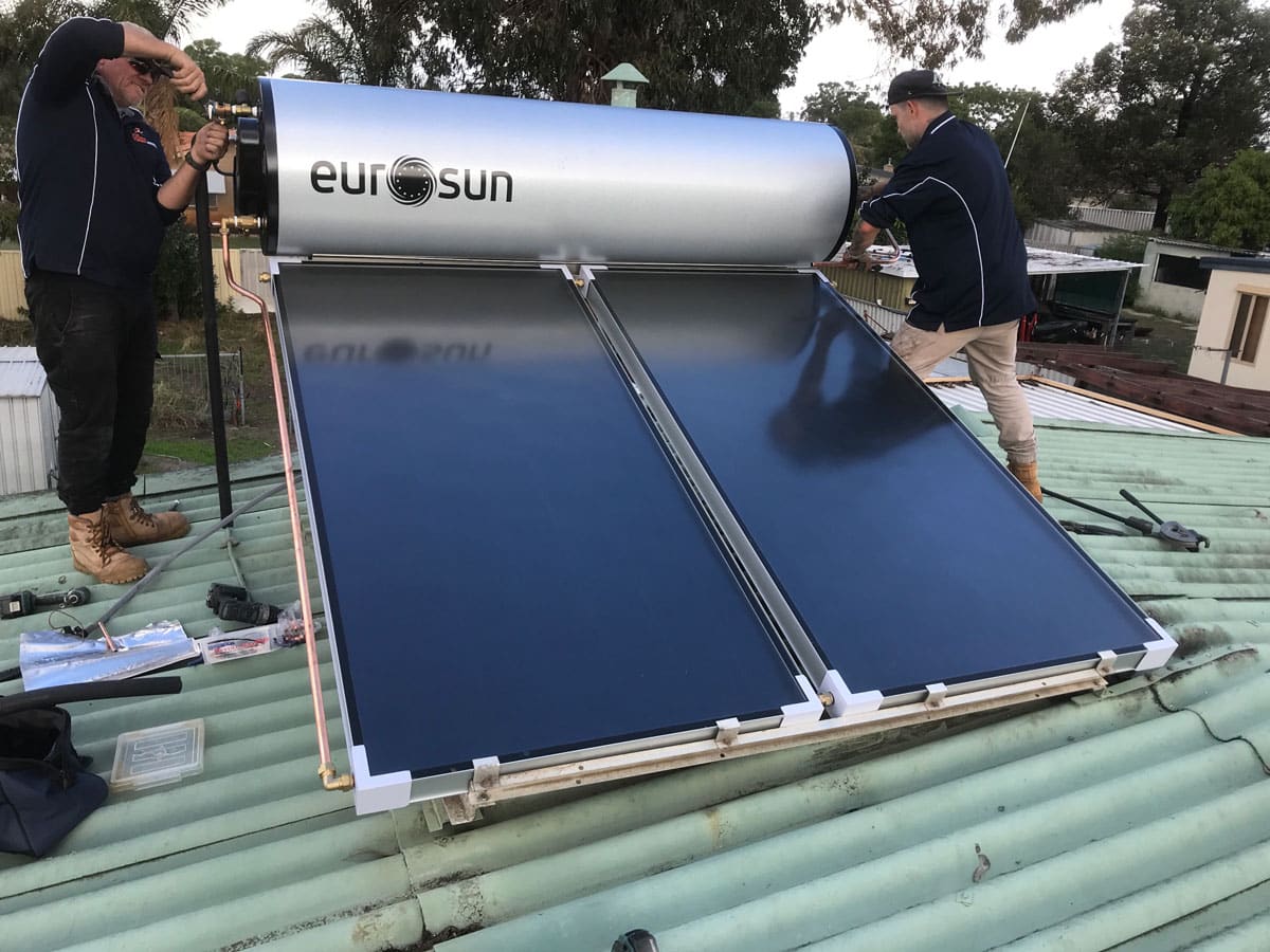 Alpha ESS Battery Repairs & Servicing in Perth 2 Two-man crew installing a solar hot water system