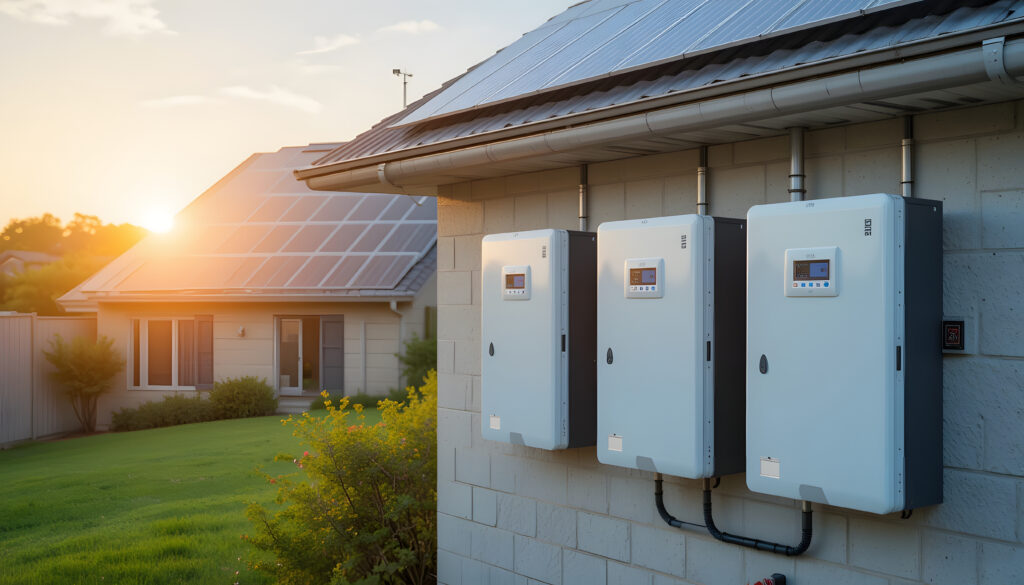 solar batteries on wall