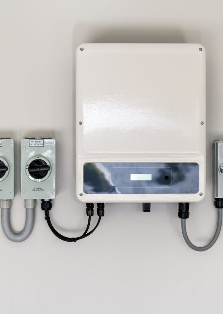 Solar PV Systems 25 Solar inverter and isolator switches mounted on a wall